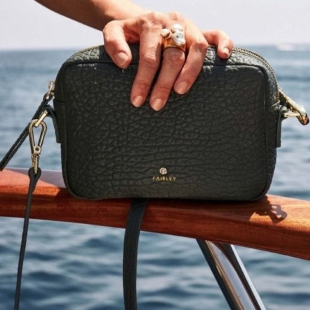 Fairley Textured Crossbody Handbag-NWT-Black